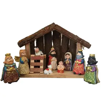 Nașterea domnului Seturi De Crăciun de Interior, 10buc Rășină Figurine de Vacanță Decoruri de Scena Nașterii Masă Decor Religioase de Colectare Cadouri
