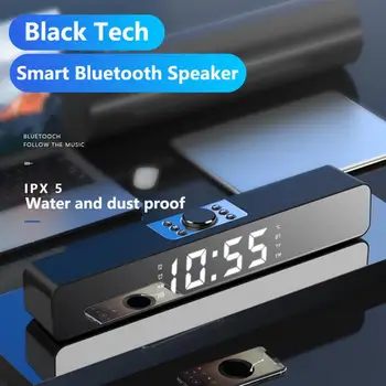 Subwoofer Wireless Speaker Music Player USB Multifuncțional TV LED Bar de Sunet Alarmă Ceas cu Fir și Bluetooth Cu Radio LED Oglinda Mus