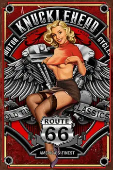 Vintage Route 66 Pin Up Fata Sexy de Matase Poster de Perete Decor Sala Pictura 24X3Inch