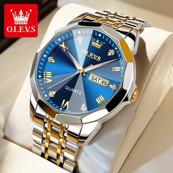OLEVS 9931 Cuarț Ceas pentru Bărbați Solide din Oțel Inoxidabil Curea Design Romb de Afaceri de Moda Ceas de mână pentru Bărbați Impermeabil Ceasuri