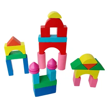 26-50pcs/set Copil din Lemn Mini Clădire Castel de Caramida Blocuri de Formă Geometrică Jucarii Educative Asamblate Joc Mediu Prietenos