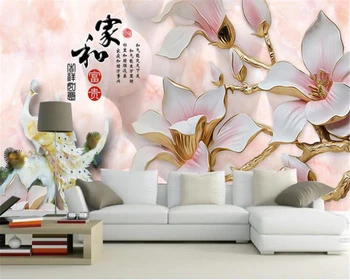 Beibehang Mare HD relief Magnolia acasă și bogat de trei-dimensional tapet mural TV de fundal tapet de perete papel de parede