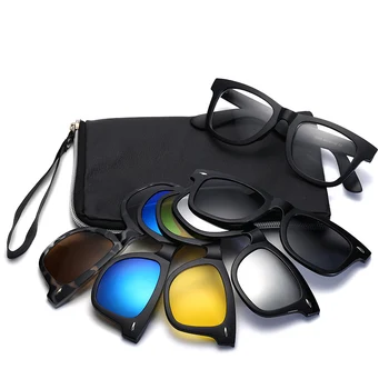 Clip pe ochelari de Soare 5+1 Magnetic Polarizat Ochelari de Soare pentru Barbati de Conducere Pescuit Moda Nuante pentru Femei Călătorie Plaja Sticla de Vară