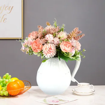 Simulare buchet 7 bujor mireasa cu flori acasă ornamente decor, recuzită fotografie flori false