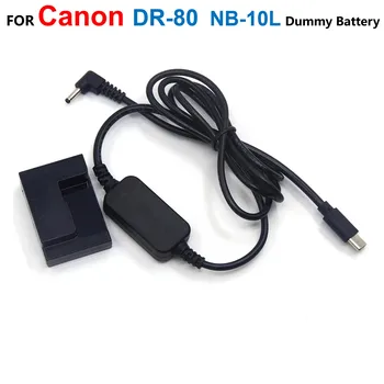 DR-80 DC Coupler NB-10L Fals Baterie + USB de Tip C USB-PD Convertor DC Cablu Pentru Canon G1X G3X G15 G16 SX50 SX60HS