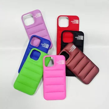 Brand de moda Sacou în Jos Telefon Caz Pentru iPhone 13 12 11 Pro Max X XS XR 7 8 Plus SE 2020 Puffer Caz Moale cu Capac de Silicon