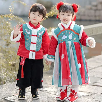 Noi roșie Chineză Anul Nou haine copii Hanfu haine de iarnă pentru copii Tang costum copil petrecerea de Crăciun rochie de băiat hanfu tang costum