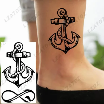3D Realiste de Ancorare Pirat Tatuaje Temporare Pentru Bărbați Adulți Negru Infinit Autocolant Tatuaj Fals Picior de Transfer de Apă Tatuaje Decalcomanii