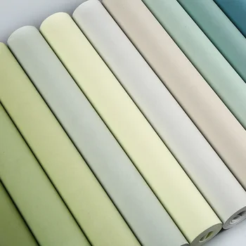Fibre Lungi Tapet Modern, Simplu, Dormitor, Camera De Zi Culoare Verde Proaspătă Tapet Non-Țesute