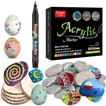 36 Culori Acrilice Marker Vopsea pe bază de Acril Perie Markere Pixuri pentru crăciun Art Rock, Pictură,Carte Face,Piatră,Metal, Ceramica
