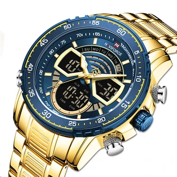 Brand de moda NAVIFORCE LED Digital Cronograf Cuarț Bărbați Ceas Bussiness Sport Impermeabil Militar din Oțel Inoxidabil Ceasuri Barbati