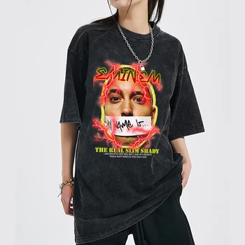 Eminem Imprimare Noua Moda Casual T-Shirt de Vară pentru Bărbați Îmbrăcăminte de Epocă Teuri O-Gât Hip Hop Topuri Harajuku Supradimensionate Topuri Femeile