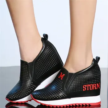 Pantofi De Tenis Pentru Femei Din Piele Pene Cu Toc Sandale Gladiator Sex Feminin A Scăzut De Sus Respirabil Adidași De Moda Casual, Pantofi