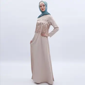 Dubai moda musulmană paiete ciucure ștrasuri din mărgele abaya feminin plin lungime leagăn mare islamic robe serviciu de rugăciune de îmbrăcăminte wq2085