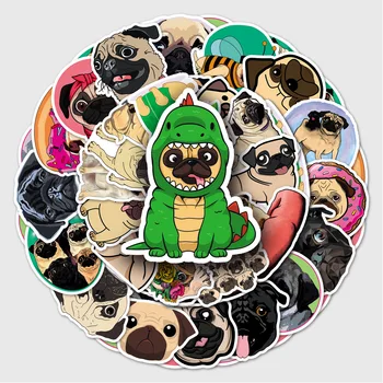 50Pcs Pug Drăguț Autocolante Câine Amuzant Desene animate de Animale Decalcomanii DIY Skateboard Depozitare Laptop, Telefon, Frigider, Mașină de Cupa Clasic Jucărie pentru Copii B2