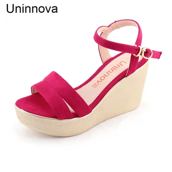 Uninnova Femei Sandale cu Toc Sandale Negre, Rose Red Roz Casual, Sandale Confortabile Extral Dimensiuni Mici 32-43 WSA064