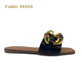 FABIO PENNY nou stil Italian apartamentul doamnei papuci de vacanță partid cina doamnei papuci de casă Stras catarama pantofi de damă