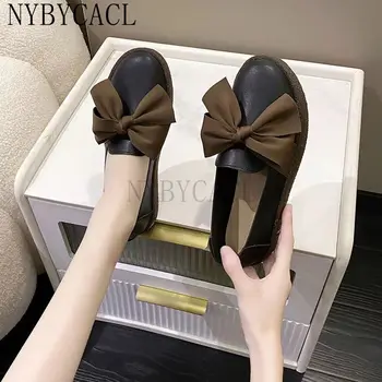 Femeie de moda Pantofi Plat Doamnelor Calitate din Piele Pantofi Casual Mocasini Femei Slip On Apartamente Lady Solid fluture nod Pantofi Noi 2022