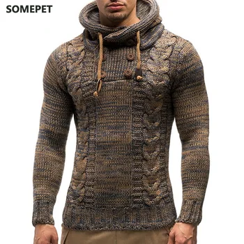 Moda pentru bărbați de Culoare Solidă Tricot cu Gluga Pulovere Noi O-Neck Maneca Lunga Slim Fit Pulover Topuri Toamna Iarna