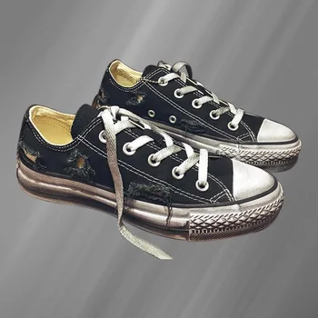 Low-top murdar vechi pantofi de panza pantofi cerșetori pantofi hip-hop de mers pe jos confortabil hand-made vechi vulcanizat pantofi 35-46