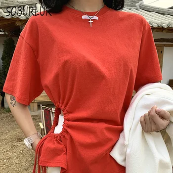 SOBURLUR Vara Supradimensionat Tricou Crop Topuri Haine de Femei Culoare Solidă femeii T-Shirt Gol afară Tunici Harajuku Liber 2021 Noi