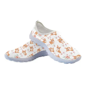 Doginthehole Femei Pantofi Casual Florale Corgi Agrement Adidas Usoare Plate Pantofi De Vară De Mers Pe Jos Mocasini Personalizate Zapatos Mujer