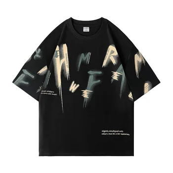2022 Vară pentru Bărbați T-Shirt Hip Hop Streetwear Tricou Harajuku Gotic Întuneric Scrisoare de Imprimare Maneca Scurta Două Topuri Tricouri