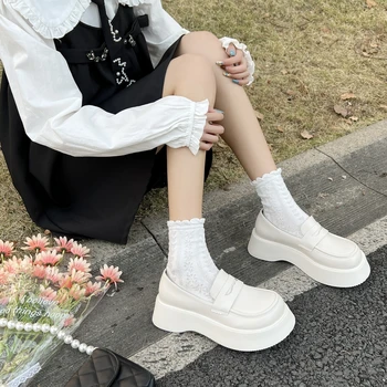 Pantofi platforma 2022 cu toc gros pantofi lolita Noi femei mocasini Japoneze uniforme școlare JK pantofi fete de colegiu pantofi cu toc