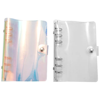 2 Buc A6 6-Inel de Curcubeu Clar PVC Liant Acoperi Reîncărcabile Notebook Liant Protector de Frunze Vrac Planificator de Liant Acoperi Multicolor