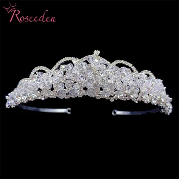 Accesorii de Par de nunta de Lux Mireasa Stras Tiara Coroana Handmade Argint Culoare Cristal Diadema Pentru Mireasa RE4392