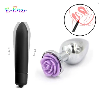 ORISSI 10 Viteza Glont Vibrator Metal, Dop de Fund de Flori Anal Plug Dildo Vaginal Masaj Vibrator punctul G Erotice Jucarii Sexuale