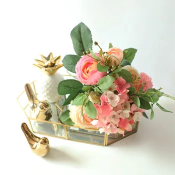 4 Culori de Mătase Bujor Hortensie hibrid Artificial Floare Trandafir Bujor de Mireasa Buchet de Nunta de Decorare DIY Acasă