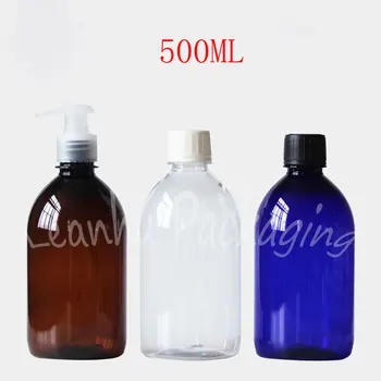 500ML Sticla de Plastic cu Capac Cu filet / Pompa , 500CC Șampon / Emulsie de Ambalaje de Sticlă , Gol Container Cosmetice ( 12 PC/Lot )