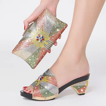 doershow 2022 mai Recente design Italian Pantofi cu Saci Potrivite pentru Nunta Nigerian Femei Pantofi de Nunta si Set de Sac de HGK1-5