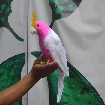 pene de papagal pasăre aproximativ 40cm roz papagal de jucarie model de origine pastorală decor de Crăciun cadou h1105