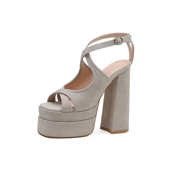 Sandale elegante Femei Tocuri inalte Pompe Super toc 13cm Femei Banchet sandale impermeabile platforma sandale