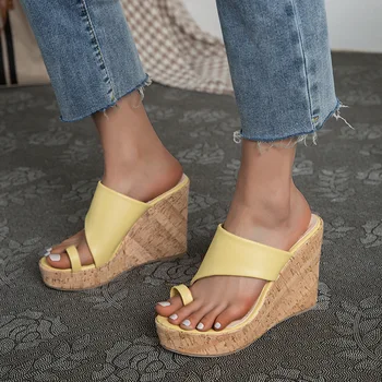 Vară Nouă Dimensiune Mare pentru Femei Pantofi de Moda Exterior Purta Papuci Platforma Wedge Sandale Flip Flops Pentru Femei