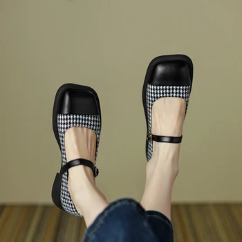 NOUĂ Primăvară Pompe de Femei Tesatura de Bumbac Pantofi pentru Femei Piața de la Picior Toc Indesata Pantofi Retro cu Toc mic Mary Janes Zăbrele Pantofi Drăguț