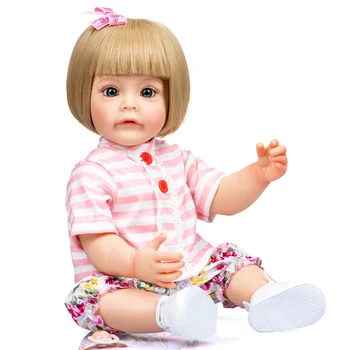Bebes papusa cu 55CM Mână-Pictura detaliat corp Plin de Silicon Renăscut Fată Copilul Printesa Sue-Sue cu peruca de Păr impermeabil Jucărie
