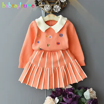 Primavara Toamna Purta Îmbrăcăminte Pentru Copii Coreean Set De Moda De Flori Copilul Cald Fete Topuri Tricotate Pulover+Fusta Haine De Copil 1999