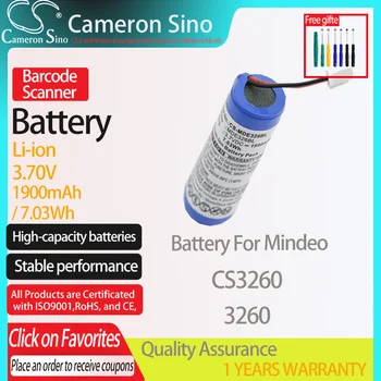 CameronSino Baterie pentru Mindeo CS3260 3260 Scanner de coduri de Bare baterie 1900mAh/7.03 Wh 3.70 V Li-ion Albastru