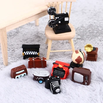 Drăguț Mini Camera TV, Radio Fonograf Rășină de Simulare Păpușă Jucărie Casa Ornament DIY Meserii Miniaturi, Figurine Decor