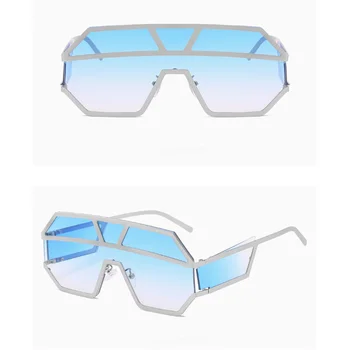 Moda-O singură Bucată de metal ochelari de Soare Femei Modele Geometrice Metal Unisex Supradimensionat ochelari de Soare Gradient Lens Cool ochelari de Soare