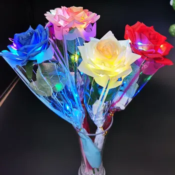 Ziua îndrăgostiților LED-uri a Crescut Cadou de Simulare Buchet de flori Artificiale de Înaltă Calitate Flori de Trandafir Petrecere de Nunta de Flori False Ornamente Decor