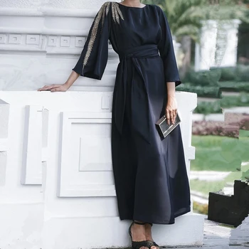 Eid Mubarak Liber Broderie Rafinat Abayas pentru Femei Dubai Turcia Islam Mijlocul Sleeve Cardigan Caftan Marocan Musulman Moda