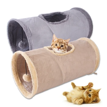 1 buc Noi produse pentru animale de Companie pisica jucarii interactive piele de căprioară cat tunel pliabil jucării pentru animale de companie pisoi, catelus canisa cu mingea sus tunel para gato