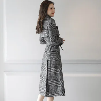 Moda clasic carouri femei autentice haină de lână de toamnă și de iarnă, haina nouă talie subțire două rânduri canadiană TB1812171