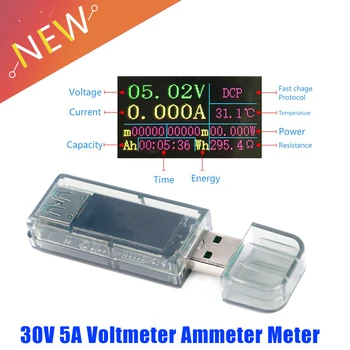 DC 5V USB Multi-funcția de Voltmetru Ampermetru Metru LCD Capacitate Baterie Tester Putere Tester Afișarea Temperaturii Actuale de Metri