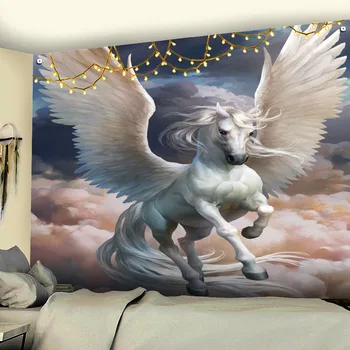 Sacru Unicorn Decoratiuni Tapiserie Colorate Pegasus Murală de Fundal Basme Tema pentru Camera de zi Dormitor Dormitor Fete
