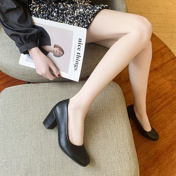 De mari Dimensiuni Femei Pantofi pantofi Negri cu Toc pentru Femei 2022 Primăvara și Toamna Talpa Moale Profesionale Toc Gros Pantofi de Lucru